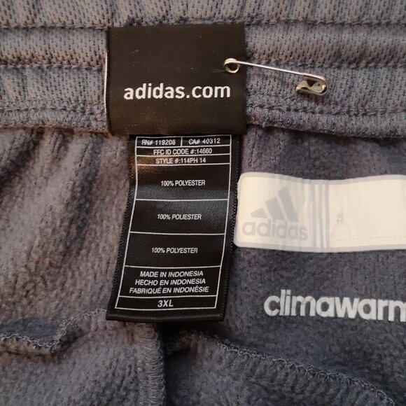 Adidas Climawarm Men's Size 3XL Loose Fit Fleece Lined Grey Track Pants - Picture 6 of 12